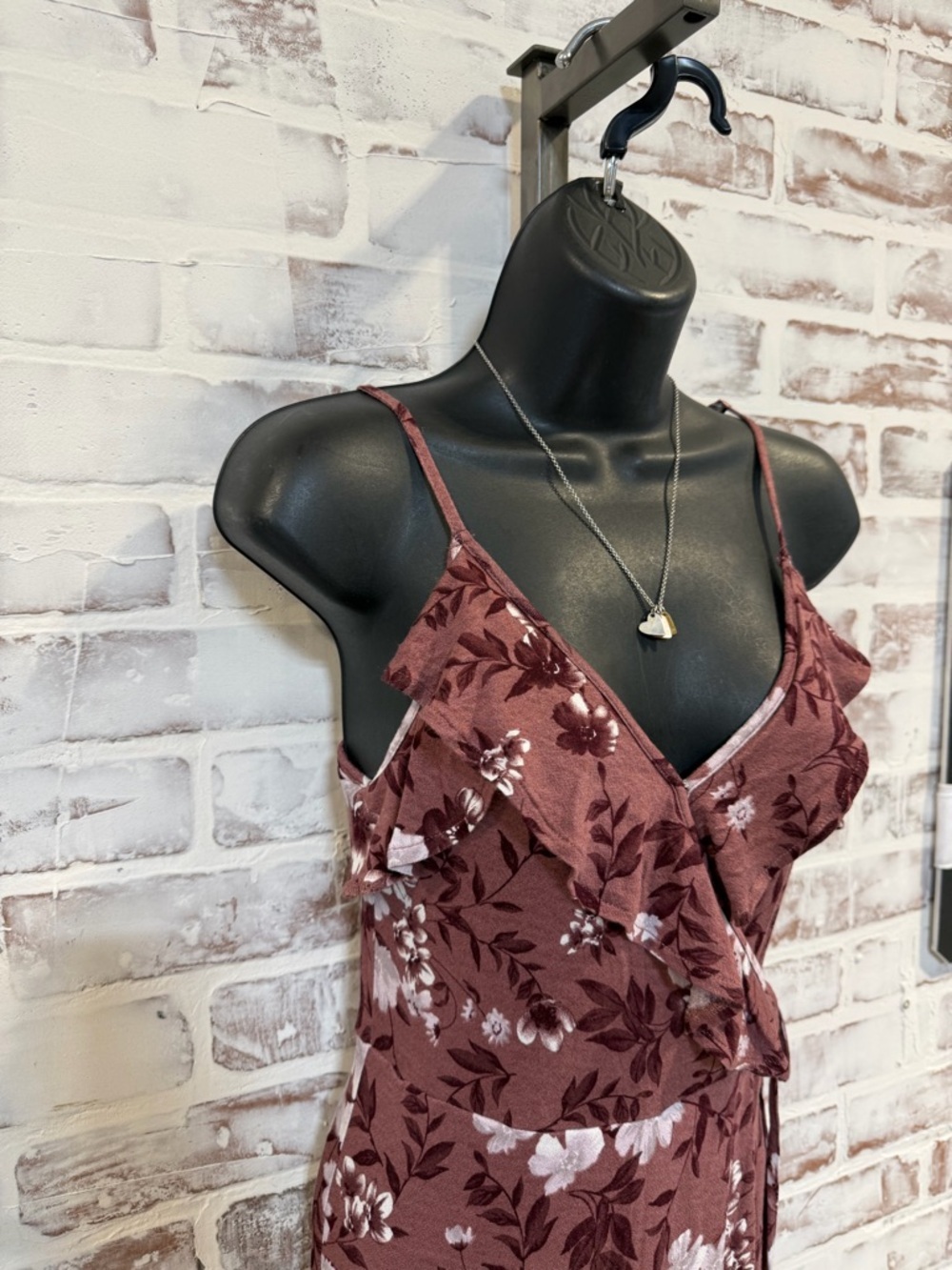 American Eagle Outfitters Mauve Floral High-Low Wrap Dress XS - Picture 7 of 8